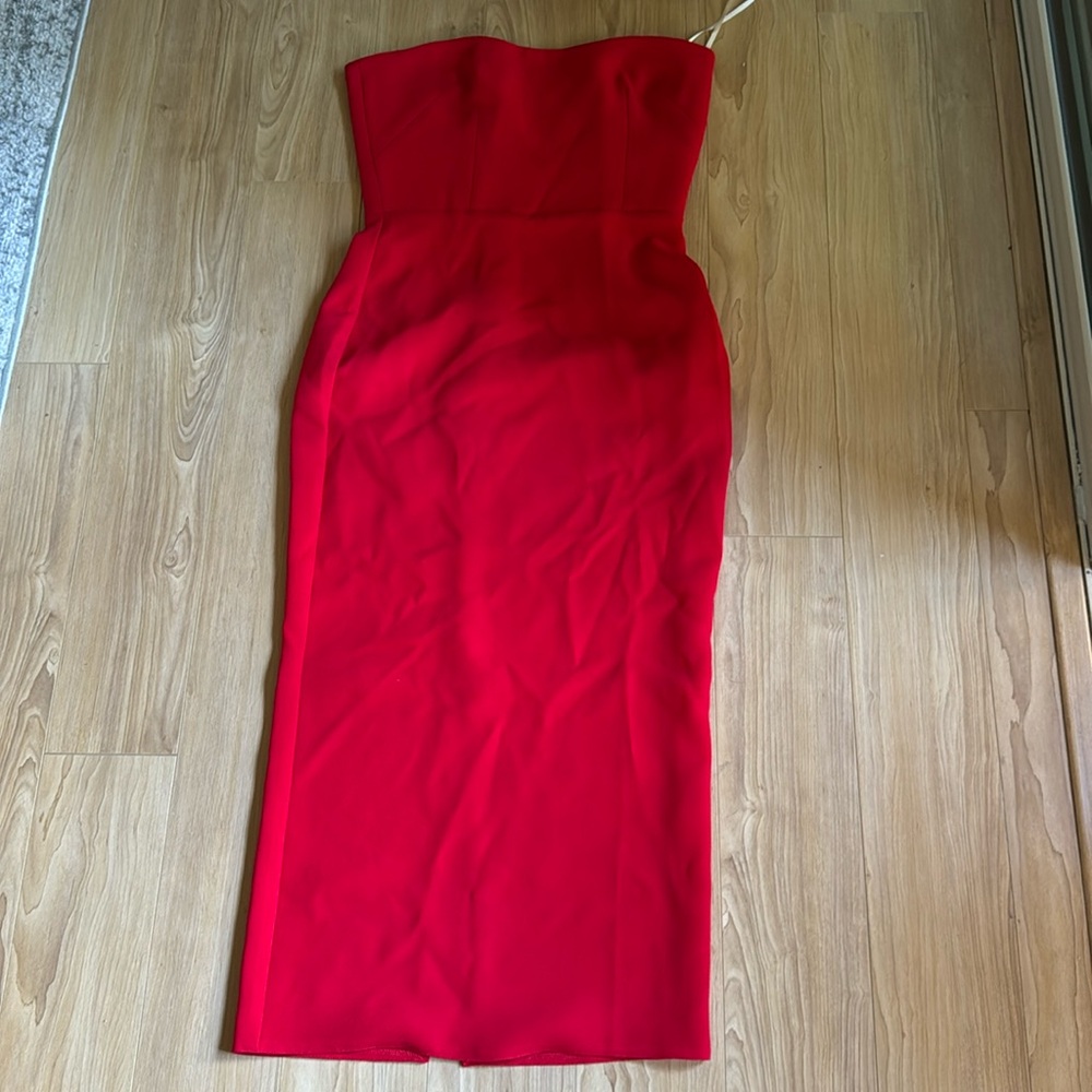 Callan strapless crepe midi dress